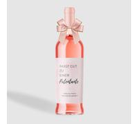 MilaBoo® Set di 2 etichette per vino con fiocco, diverse occasioni, eleganti etichette per bottiglie con decorazione a fiocco, autoadesive e impermeabili (brevettate - rosa)