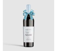 MilaBoo® Set di 2 etichette per vino con fiocco, diverse occasioni, eleganti etichette per bottiglie con decorazione a fiocco, autoadesive e impermeabili (padrino - blu)