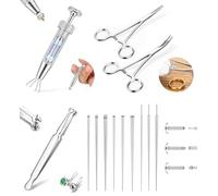 Milacolato 13/17 Pezzi Inseritore Piercing Kit 14G/16G/18G/20G Taper Piercing Acciaio Chirurgico per Cambiare il Gioiello Ago Piercings Pinze Pinzette per Orecchio Labbro Ombelico Naso-AS
