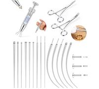 Milacolato 13/17 Pezzi Inseritore Piercing Kit 14G/16G/18G/20G Taper Piercing Acciaio Chirurgico per Cambiare il Gioiello Ago Piercings Pinze Pinzette per Orecchio Labbro Ombelico Naso-BS