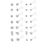 Milacolato 14pairs 16G Cartilagine elica anteriore Tragus Orecchini a bottone Interno Anello a labbro Labret filettato Bilanciere da 8 mm Gioielli per body piercing