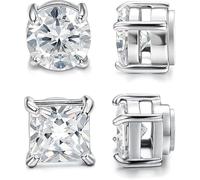 Milacolato 2 Pairs Orecchini a Lobo Magnetici in Acciaio Inossidabile per Uomo Donna Non-piercing CZ Ipoallergenico 4-10mm