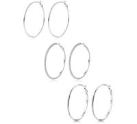 MILACOLATO 3 Paia di Orecchini a Cerchio in Argento per Donna e Ragazza Leggeri Anallergici Sottili Aghi in Argento 925 Placcati in Palladio Brillantezza Duratura Zirconi Brillanti