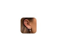 MILACOLATO 4 Paia Argento Orecchini Set per Piercing Multipli, 14K Oro Placcato Orecchini Stack, Ipoallergenico S925 Argento Sterling Post Piccolo Huggie Hoop e Orecchini a Perno per le Donne D
