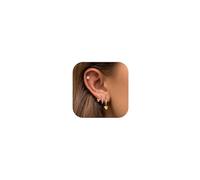 MILACOLATO 4 Paia Oro Orecchini Set per Piercing Multipli, 14K Oro Placcato Orecchini Stack, Ipoallergenico S925 Argento Sterling Post Piccolo Huggie Hoop e Orecchini a Perno per le Donne B