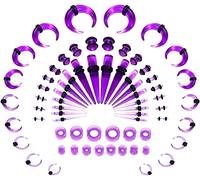 Milacolato 68Pcs Espansore Orecchio 14G-00G Kit Dilatatore Orecchio Silicone Espansore Dell'Orecchio Acrilico Coni Tappi Tunnel Buffalo Espansore per Calibri Auricolari Piercing Corpo Gioielli