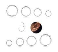Milacolato 8Pcs 16G Acciaio Chirurgico Incernierato Clicker Segmento Anelli Nostril Hoop Helix Cartilagine Daith Ohr Tragus Sleeper Orecchini Corpo Piercing 6-12MM Argento