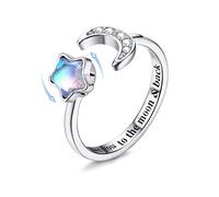 MILACOLATO Anello Antistress Argento 925 Per Donna Ragazza Aperti Regolabili Anello Di Ansia In Pietra Di Luna Di Fidget CZ Stella Luna Anello Spinner Lettering Anello Gioielli Con Confezione Regalo