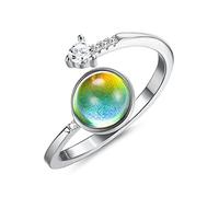 MILACOLATO Anello d'Umore In Argento 925 Per Donna Anello Solitario Ovale Regolabile In Stile Vittoriano Anelli Per Il Controllo Della Temperatura Anelli Impilabili CZ Anelli In Pietra ringC
