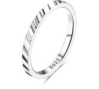 Milacolato Anello in Argento Sterling 925 per Donne Ragazze, Anelli impilabili Sottile Placcato in Oro Bianco 18K, Fascia con Superficie di Taglio da 1,5 mm Anello di Fidanzamento Misura 22
