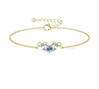 Milacolato Bracciale Donna Oro Oro Bracciali Cuore Donna Pietra di Nascita Personalizzato Natale Compleanno Gioielli Jewellery Regalo Donna Bambina Ragazza Sorella Dicembre-Topazio Blu