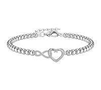 Milacolato Bracciale Infinito Donna Argento 925,Oro rosa,Perline,Cuore,Regalo Bracciale per la Nonna Mamma
