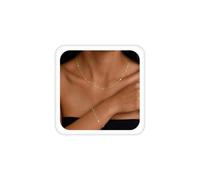 Milacolato Parure Gioielli Donna Regolabile Bracciale Collana Donna Oro Ipoallergenico Set di Gioielli Placcati Oro 14K Zirconi Fiocco Quadrifoglio Bracciale Collana Matrimonio Sposa Regali-CG