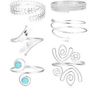Milacolato Set Bracciali Donna Bracciale Braccio Superiore Donna 6Pcs Coil Polsino Aperta Fascia Braccio del Braccialetto per Le Dea Greca Filigrana Swirl Boho Monili di Costume Regolabile