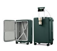 MILADA Bagaglio espandibile con apertura superiore con porta tazza e telefono e porta di ricarica USB, Verde scuro., 61 cm, a quadri, M, Valigia espandibile con apertura superiore con portabicchieri e