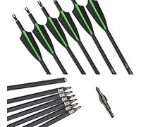 MILAEM 12 PCS 30 Pollici Tiro con L'Arco Frecce Freccia in Carbonio 500 frecce di Mira di Caccia per Arco ricurvo Arco Compound tiro al Bersaglio tiro all'aperto (Verde)