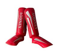 Milageto 1 Paio di Protezioni per Le Gambe per Kickboxing, Muay Thai, Karate E Arti Marziali, con Imbottitura Spessa E Design Funzionale, Adatte agli ADU, Red L