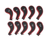 Milageto 10 Pezzi Copri Bastoni da Golf Contrassegnati con Cerniera Copri Testa da Golf Numerato Leggero e Portatile Accessori Sportivi per Allenamento, Rosso