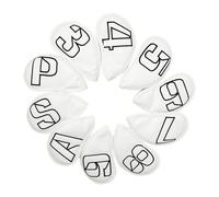 Milageto 10 Pezzi Copritesta per Mazze da Golf in Pelle PU Ricamati, Impermeabili, Resistenti, Eleganti e Spessi, Bianco