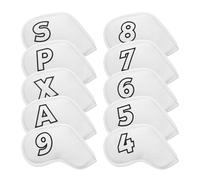 Milageto 10 Pezzi di copritesta per Mazze da Golf, Protezioni AntiGraffio, Accessori da Golf creativi e Portatili in Pelle PU, Custodia Protettiva di Alta, Bianco