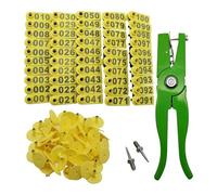 Milageto 100 Pezzi di Etichette Auricolari per Bestiame 001-100 Etichette identificative numeriche con punzone e spilli per l'identificazione di Animali da, Giallo