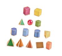 Milageto 14 pezzi di solidi geometrici 3D, giocattoli didattici resistenti, materiale scolastico, forme geometriche elementari pratiche, blocchi manipolativi