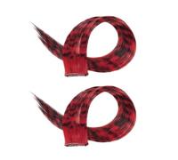 Milageto 2 pezzi di extension per capelli colorati, parrucchino, lisci, parrucca, accessori per capelli con riflessi alla moda per travestimenti cosplay e, Rosso