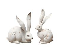 Milageto 2 Pezzi di Statuette di Coniglio, Scultura di Animali, Artigianato, Statua in Resina da Collezione, Decorazione da Giardino per Prato, Camera da, Style C