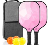 Milageto 2 Pezzi Set da Pickleball con Borsa Ergonomiche Set di Racchette da Pickleball Resistenti Attrezzatura Sportiva per Parco, 粉色套装