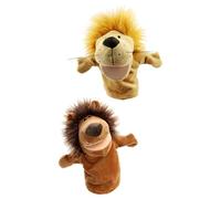 Milageto 2X Marionette da Mano per Bambini, Pupazzi educativi, Comodi con Bocca Mobile, Animali di Peluche, Giocattolo di Peluche per insegnare Il Compleanno, Leone E Leone Giallo