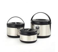 Milageto 3 Pezzi Contenitore Termico con Manico Isolato Portavivande con Manico Facile da Pulire Portavivande Termico per, Nero, Set Da Tre Pezzi Nero