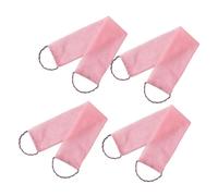 Milageto 4 pezzi da bagno rete con manici per lo scrubber esteso più a fiolcini di lavaggio per lavaggio in nylon da bagno per donne uomini, Rosa