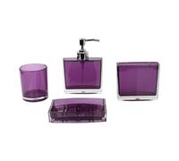 Milageto 4 Pezzi Dispenser per lozione portaspazzolino Portatile Moderno Articoli da toeletta Accessori per Il Bagno portasapone per Il controsoffitto, Viola