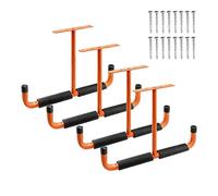 Milageto 4 pezzi gancio portaoggetti per garage sospeso gancio multiuso resistente per oggetti ingombranti skateboard, Orangina