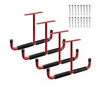Milageto 4 pezzi gancio portaoggetti per garage sospeso gancio multiuso resistente per oggetti ingombranti skateboard, Rosso