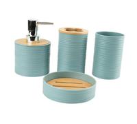 Milageto 4X Set di Accessori per Il Bagno Porta spazzolino da Denti Decorazione per Il Bagno Dispenser di Sapone Accessorio per Il Bagno Set Completo per Il, Blu