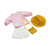 Milageto Abbigliamento Bjd Bambola Set Completo Uniforme Scolastica Completo Cappello Borsa a Spalla Gonna a Pieghe Materiale in Tessuto Morbido con Cuciture, Rosa