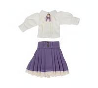 Milageto Abito per Bambola Abito Vintage Europeo Vestito con Pieghe Camicia a Maniche Lunghe Dettagli in Pizzo Accessorio Adatto per Esposizione Fotografia Collezione, Viola