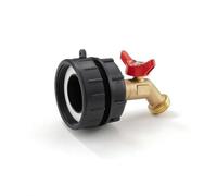 Milageto Adattatore Rubinetto IBC in Ottone Raccordo Serbatoio Valvola Leva Connettore Filettato Corpo Metallo Uscita Liquidi, 62mm Filettatura Fine A Rubinetto Da 4 Punti