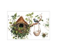 Milageto Adesivi murali dipinti con foglie verdi, sfondo con nido di uccelli, decorazione impermeabile, carta da parati per la porta del bagno della cameretta