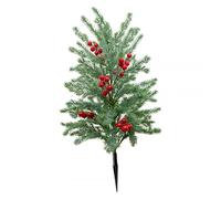 Milageto Albero Artificiale di Natale, palo da Giardino, pianta realistica, Regalo, pianta Artificiale, palo da Giardino, Decorazione per fioriera, Bacche Rosse Verdi