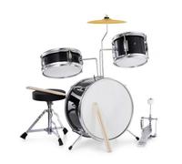 Milageto Batteria con Sgabello e Piatto Reale Batteria Musicale con Sgabello Completo Set di Tamburi Piatti per Bambini , Nero
