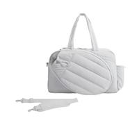Milageto Borsa da Tennis per Donna, Borsa Porta Racchetta con Scomparto per Scarpe, Borsone Sportivo Impermeabile con Tasche Laterali, Grigio