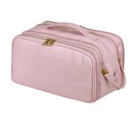 Milageto Borsa da viaggio per cosmetici, organizer, impermeabile, portatile, di grande capacità, con doppia apertura laterale, custodia per il trasporto, borse, Rosa