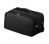 Milageto Borsa da viaggio per cosmetici, organizer, impermeabile, portatile, di grande capacità, con doppia apertura laterale, custodia per il trasporto, borse, Nero