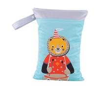 Milageto Borsa impermeabile per pannolini di stoffa con due tasche con cerniera, portatile stampato, organizer per pannolini per bambini, per articoli, Azzurro