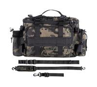 Milageto Borsa Porta Attrezzatura da Pesca con Tasche, Organizer Portatile per Borraccia, Mulinelli E Accessori, Verde