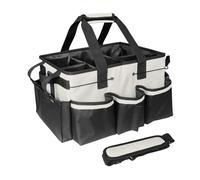 Milageto Borsa Porta Attrezzi Organizzatore per Utensili Contenitore per Prodotti E Sacca Da Lavoro in Poliestere con Tracolla Adatta per Professionisti E Uso, Nero Bianco