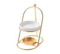 Milageto Bruciatore di oli essenziali, scalda-aroma, decorazione per la casa, portacandele in ceramica rimovibile per interni, per camera da letto e soggiorno, Oro