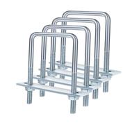 Milageto Bulloni a U quadrati da 4 pezzi con piastra dadi e rondelle Morsetto a forma di U ad angolo retto professionale zincato per manutenzione, M8 80x100mm